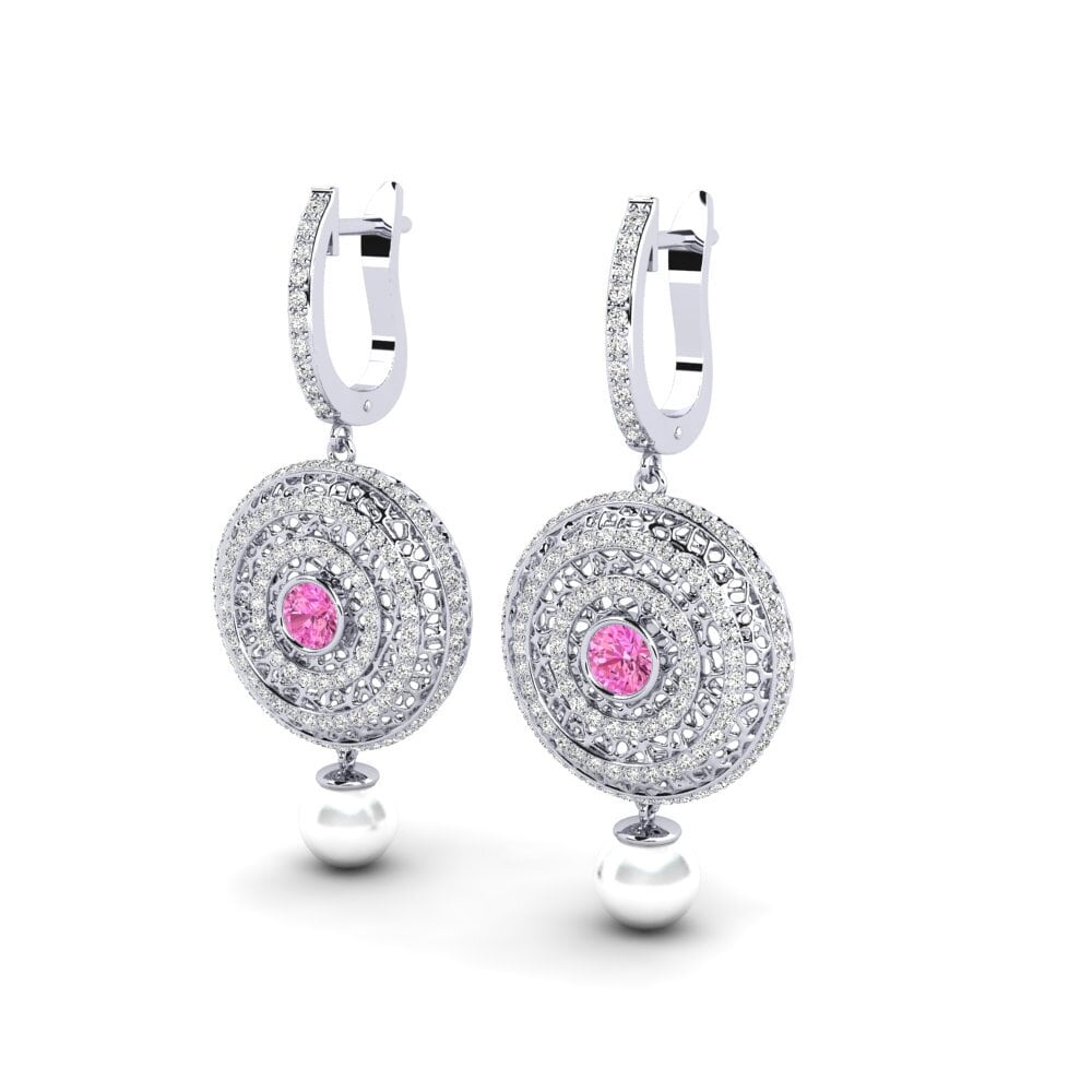 18k Oro Blanco Topacio Rosa Pendiente de mujer Cordagel