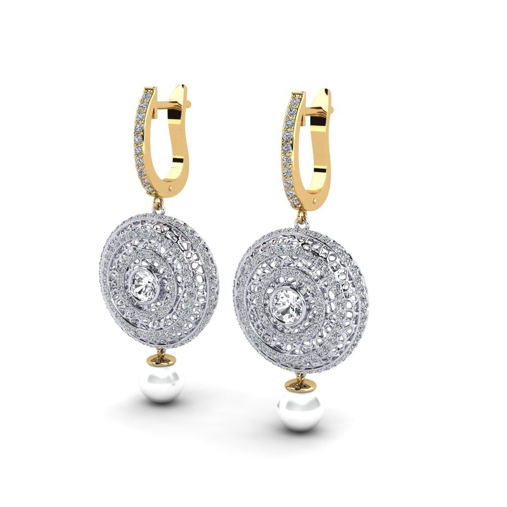 9ct White & Yellow Gold White Zircon Women's Earring Cordagel