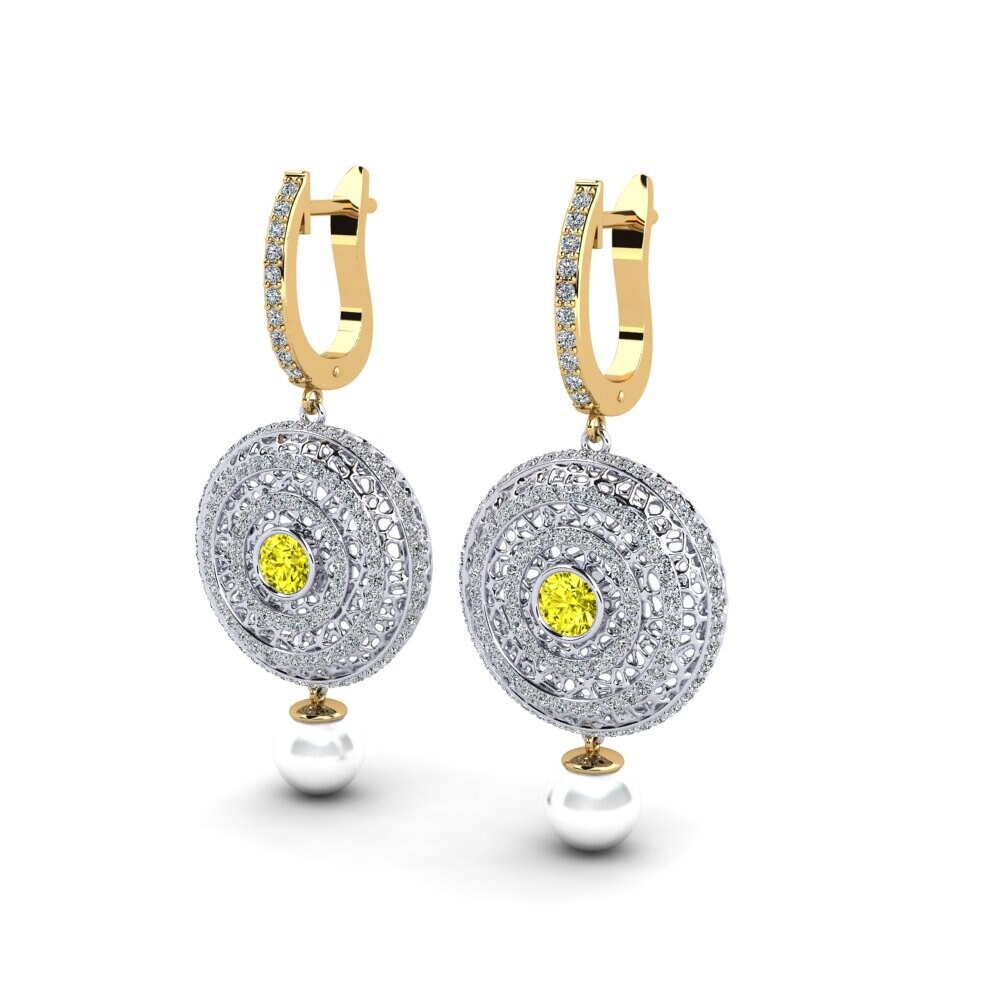 18ct White & Yellow Gold Yellow Diamond Women's Earring Cordagel