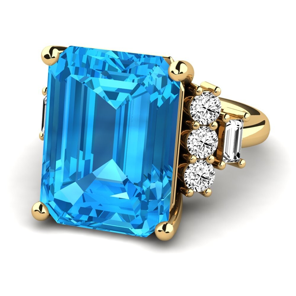 14ct Yellow Gold Blue Topaz Ring Corine