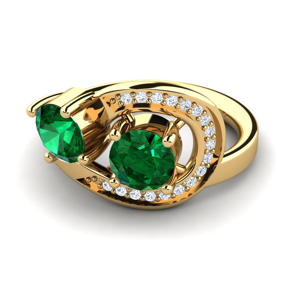 14ct Yellow Gold Emerald (Lab Created) Ring Corissa