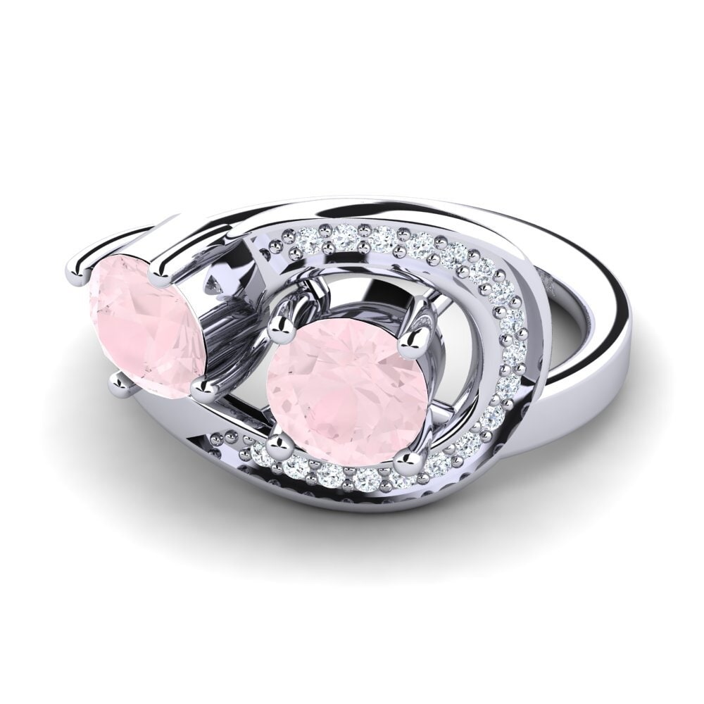 Or Blanc 9k Quartz Rose Bague Corissa