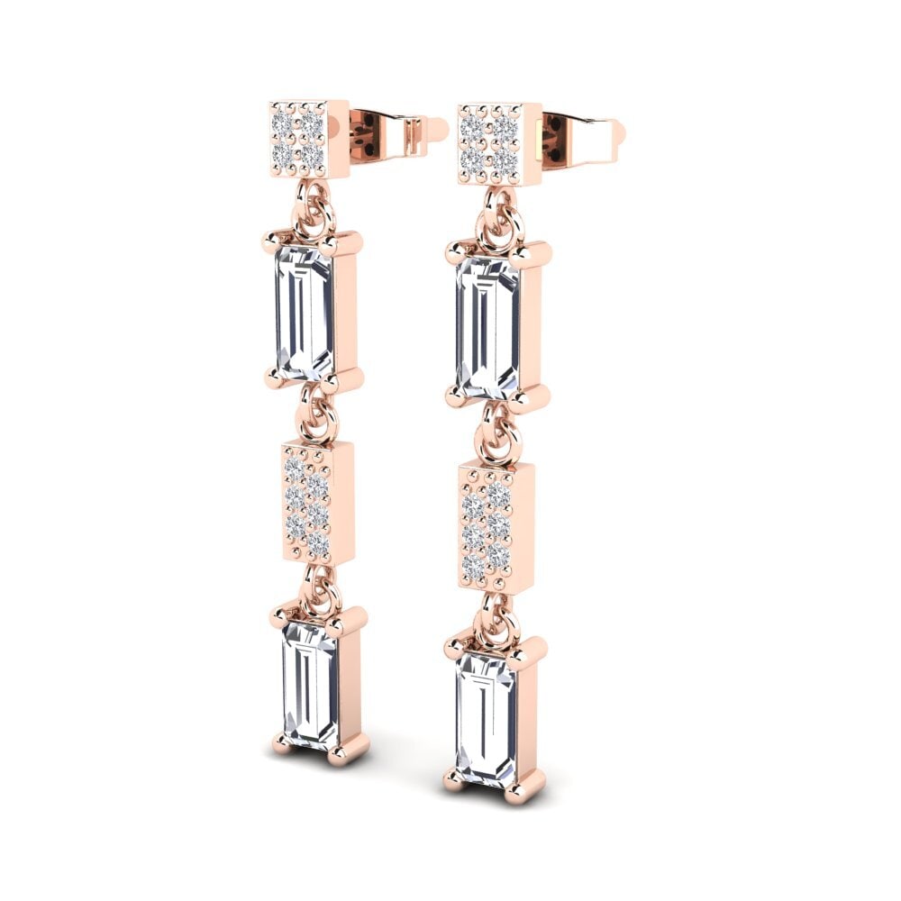 14k Oro Rosa Baguette Pendiente de mujer Corliss