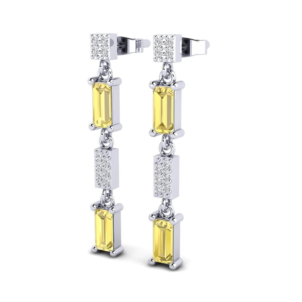 Baguette Zafiro amarillo Pendiente de mujer Corliss