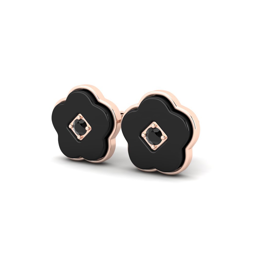 14k Oro Rosa Ónix Negro Pendiente de mujer Cornelius