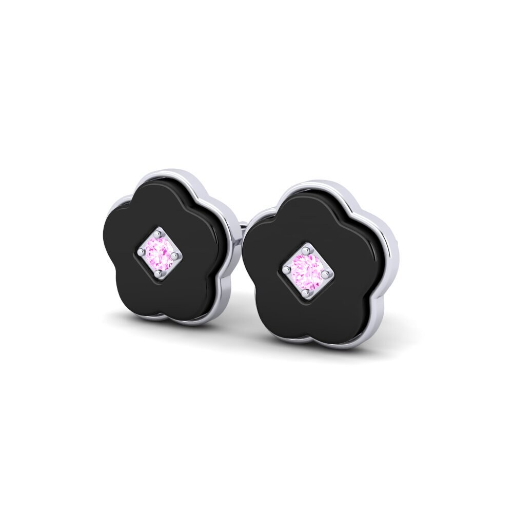 9k Oro Blanco Zafiro Rosado Pendiente de mujer Cornelius