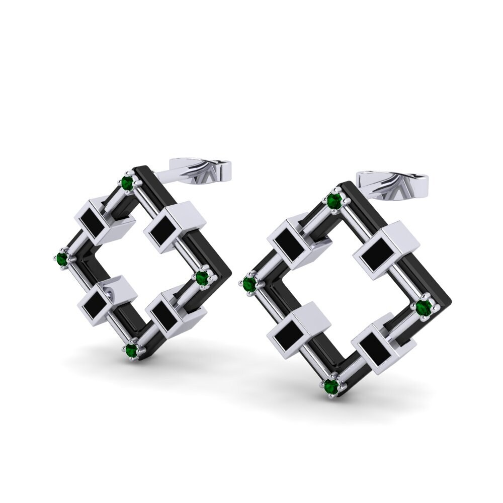 White Silver Green Zirconia Women's Earring Cornforth