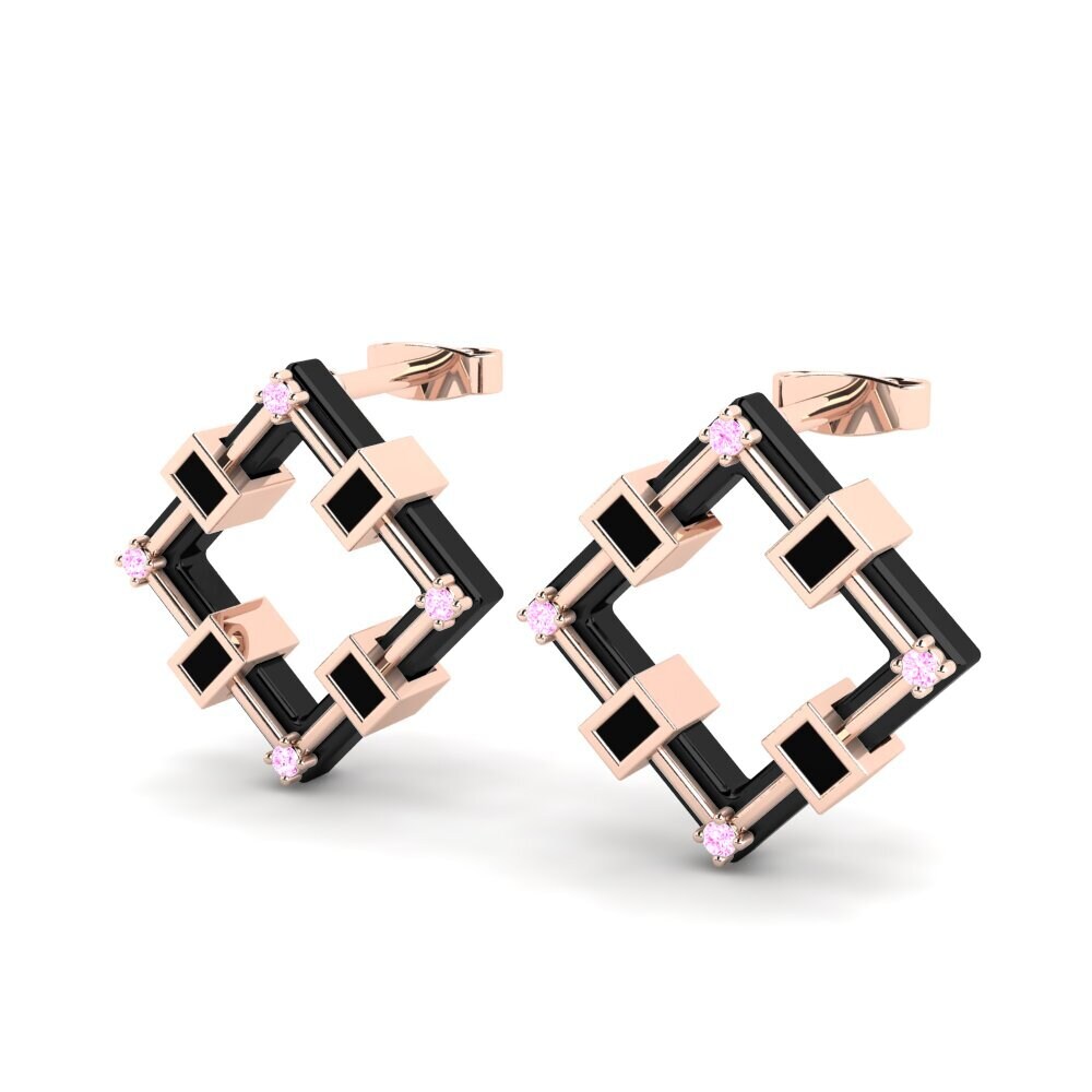 14k Oro Rosa Zafiro Rosado Pendiente de mujer Cornforth