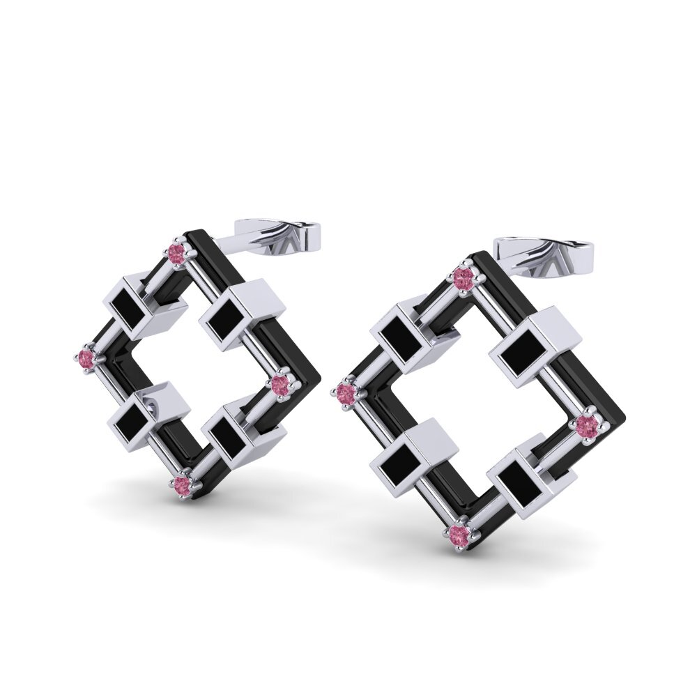 Platino 950 Granate Rhodolite Pendiente de mujer Cornforth