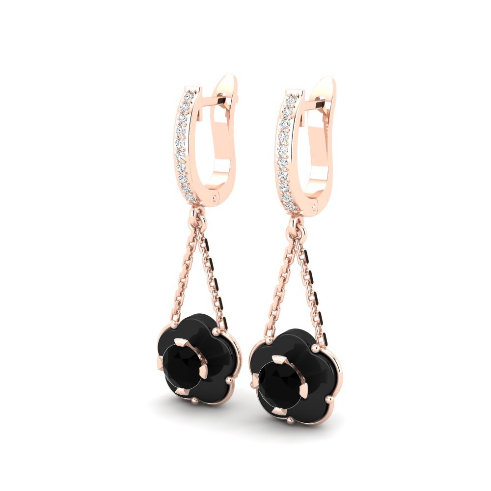 14k Oro Rosa Ónix Negro Pendiente de mujer Cosgrove