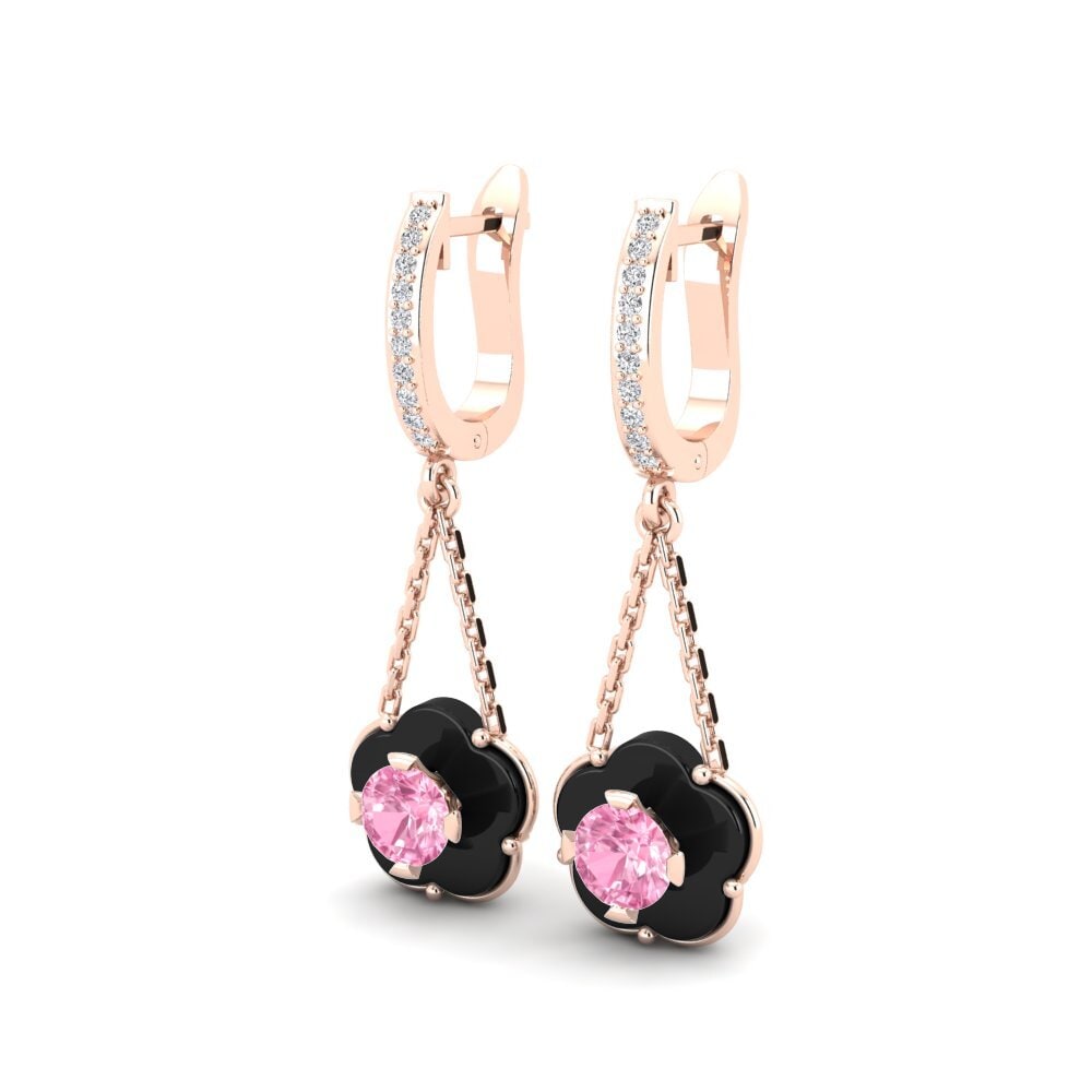 14k Oro Rosa Zafiro Rosado Pendiente de mujer Cosgrove