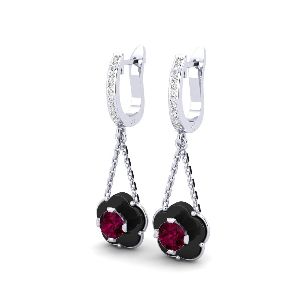 Platino 950 Granate Rhodolite Pendiente de mujer Cosgrove