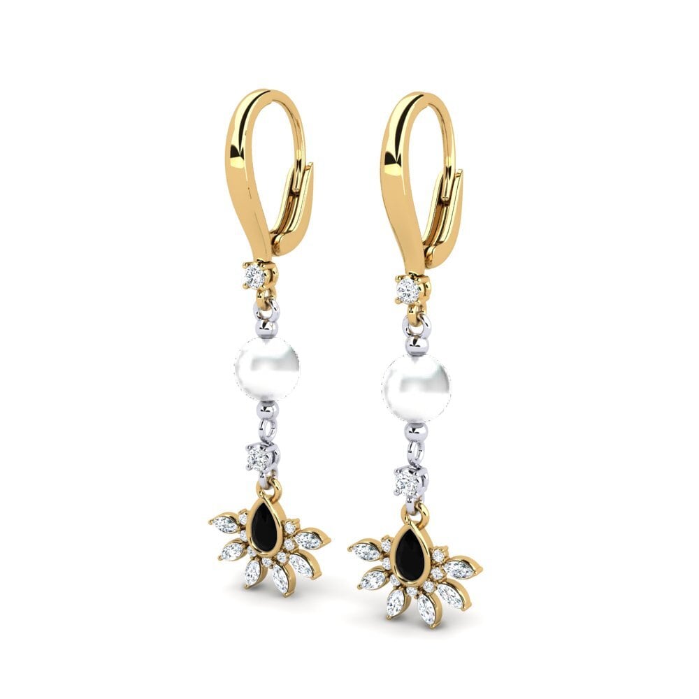 9ct Yellow & White Gold Black Diamond Women's Earring Cosie