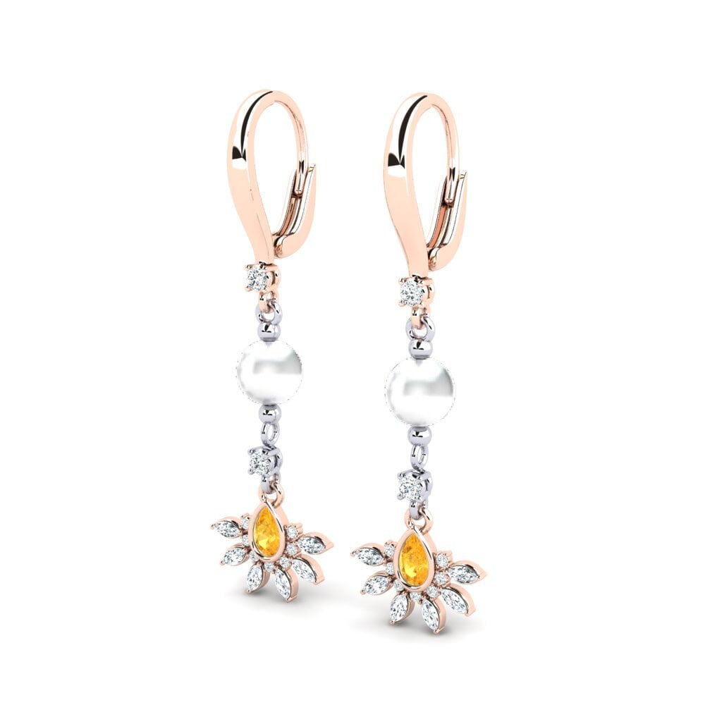 9ct Rose & White Gold Citrine Women's Earring Cosie