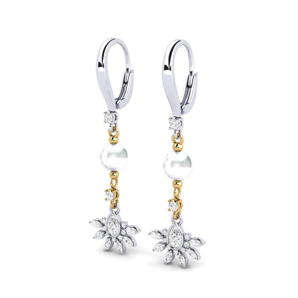 9ct White & Yellow Gold White sapphire Women's Earring Cosie