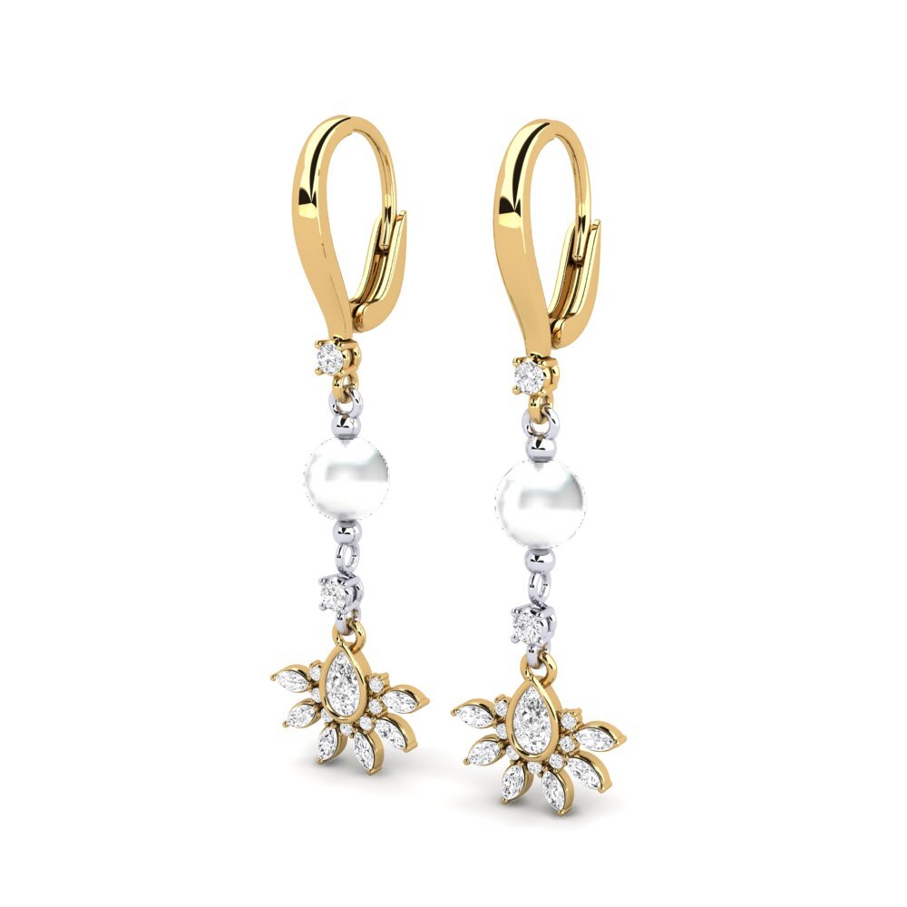 14k Oro Amarillo & Blanco Zafiro blanco Pendiente de mujer Cosie