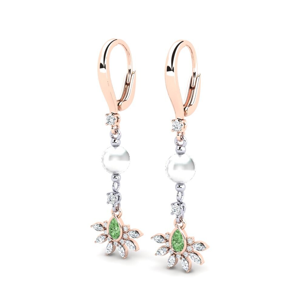 9k Oro Rosa & Blanco Diamante Verde Pendiente de mujer Cosie