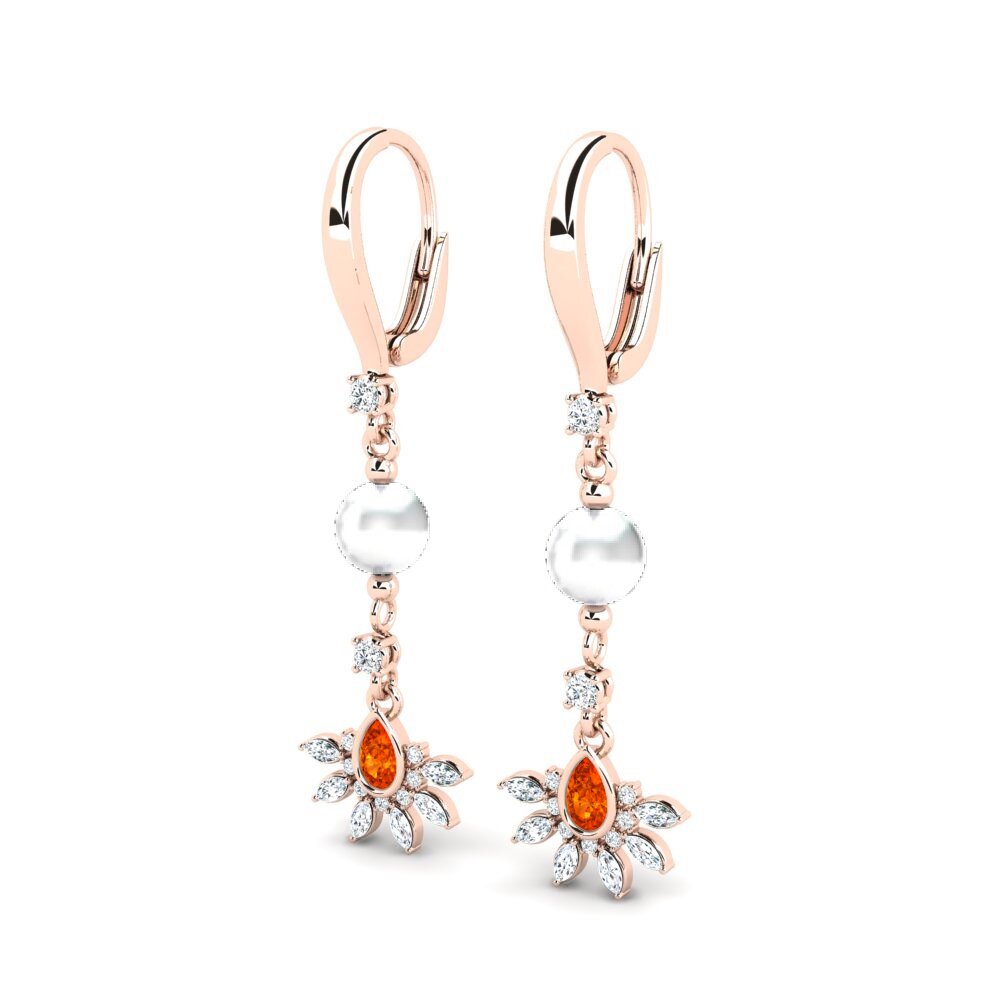 14ct Rose Gold Orange Sapphire Women's Earring Cosie