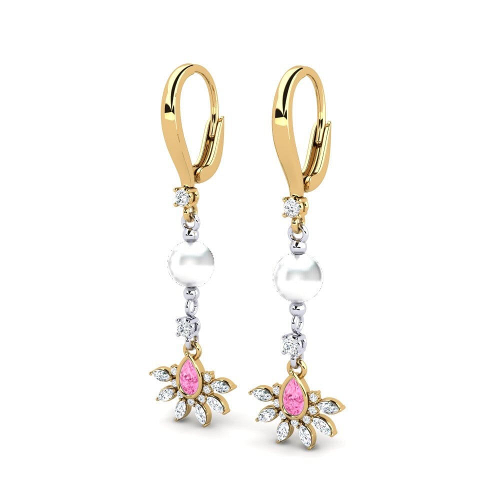 14ct Yellow & White Gold Pink Sapphire Women's Earring Cosie