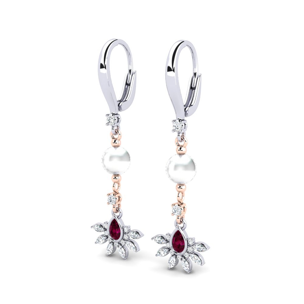 9ct White & Rose Gold Rhodolite Garnet Women's Earring Cosie