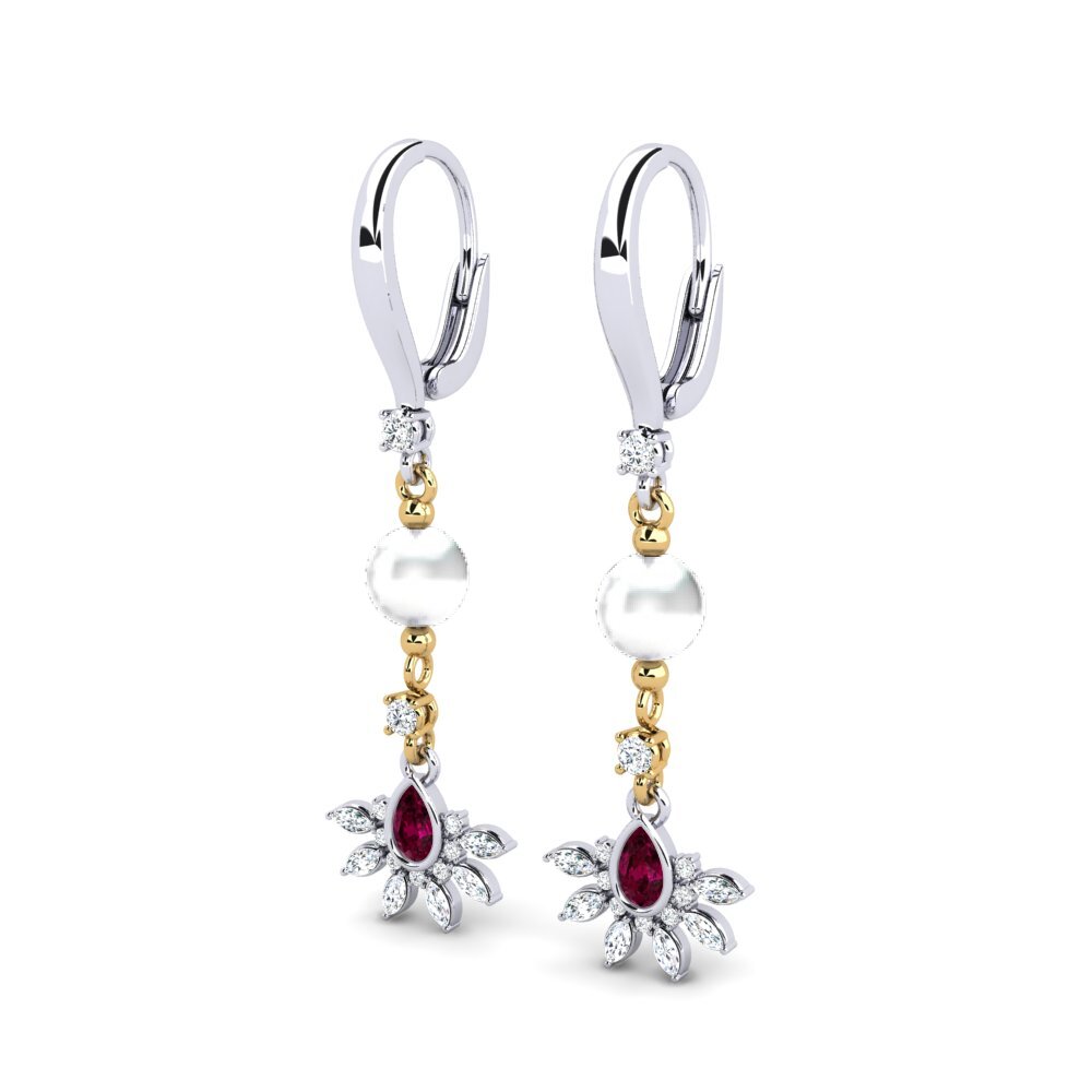 9ct White & Yellow Gold Rhodolite Garnet Women's Earring Cosie