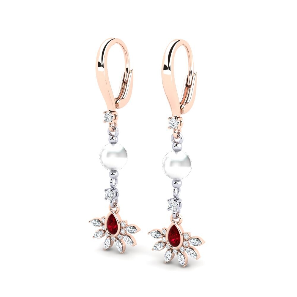 9k Oro Rosa & Blanco Circonita Roja Pendiente de mujer Cosie