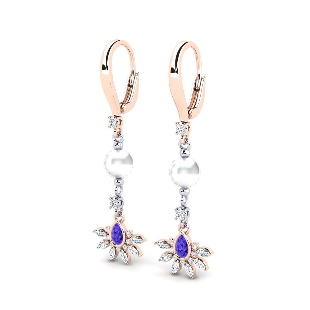 14ct Rose & White Gold Tanzanite Women's Earring Cosie