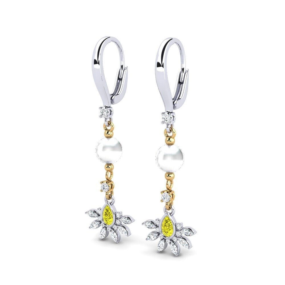 18ct White & Yellow Gold Yellow Diamond Women's Earring Cosie