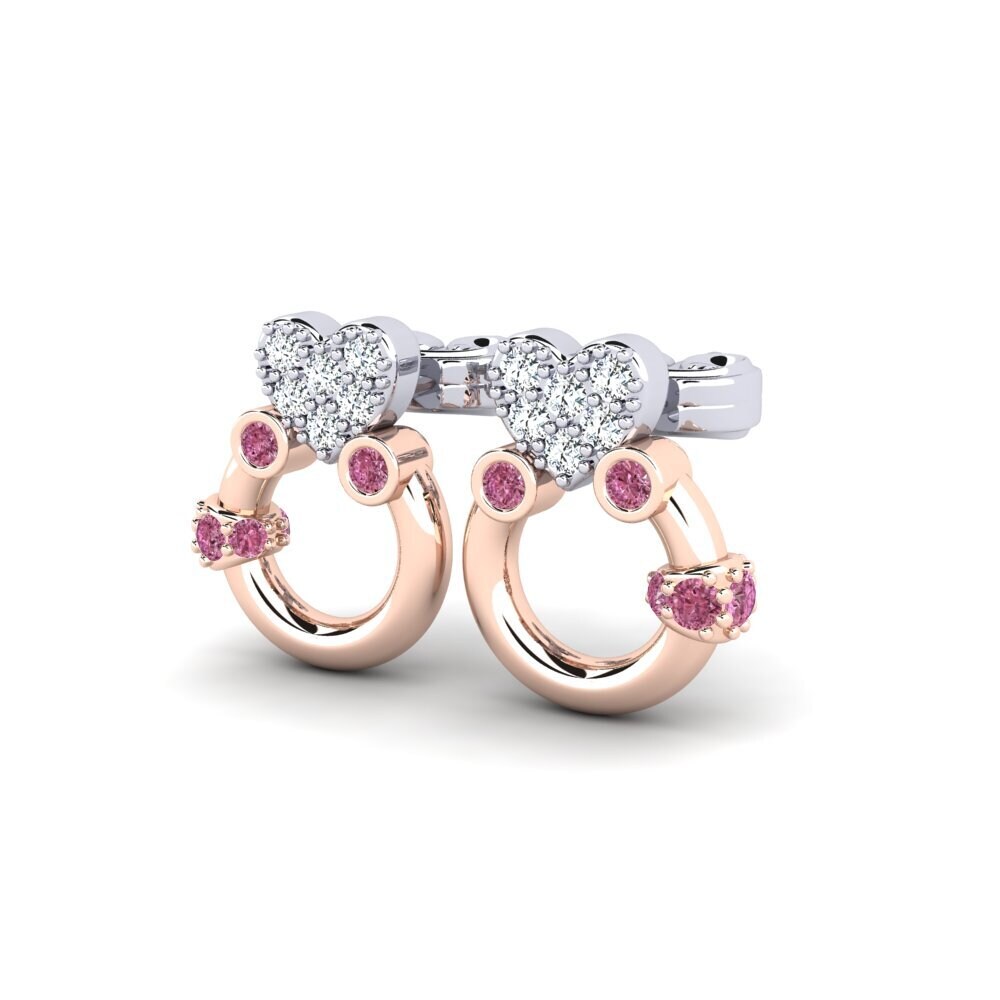 18k Oro Blanco / Rosa Pendiente de mujer Cosimo