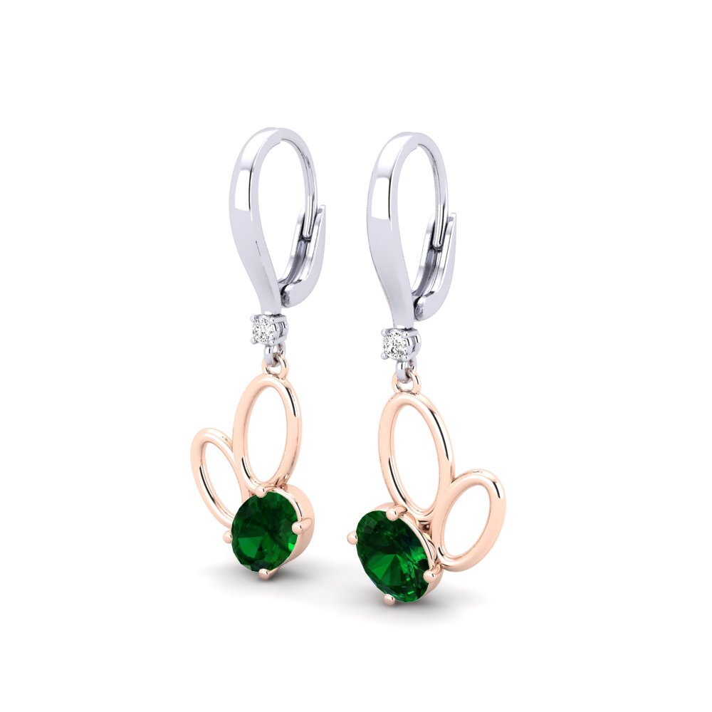 Vermelho & Branco-14K Tsavorite Brincos Feminino Cotrecoup