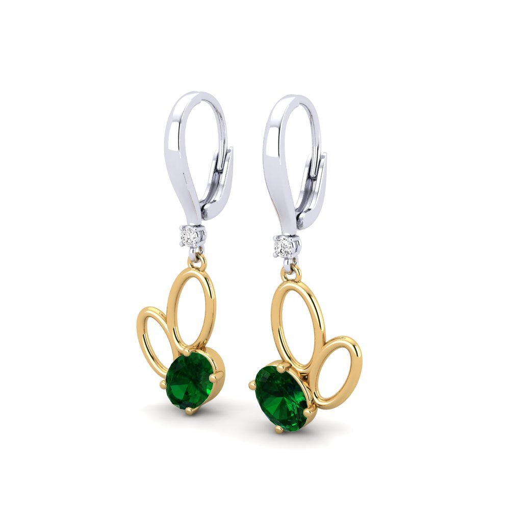 14k Oro Amarillo & Blanco Tsavorita Pendiente de mujer Cotrecoup