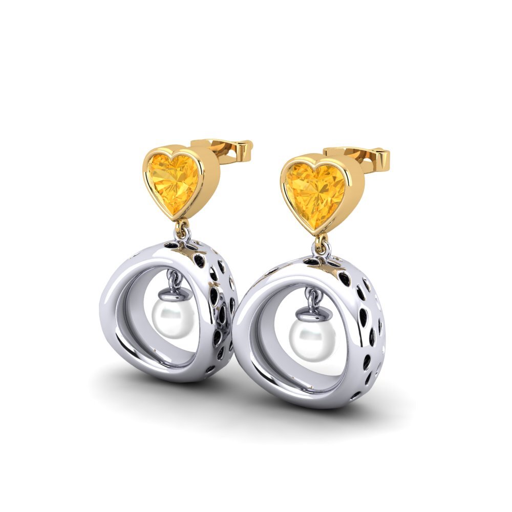9ct White & Yellow Gold Citrine Women's Earring Courriera