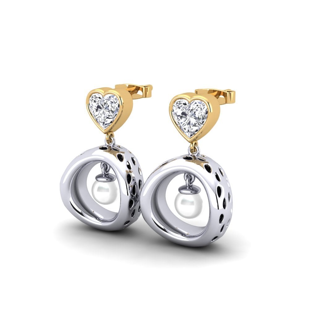 14ct White & Yellow Gold Diamond Women's Earring Courriera