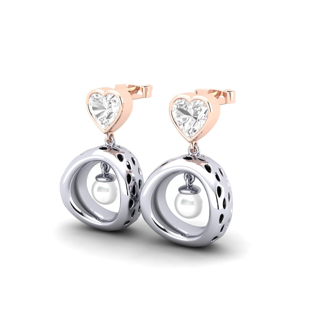 9ct White & Rose Gold White sapphire Women's Earring Courriera