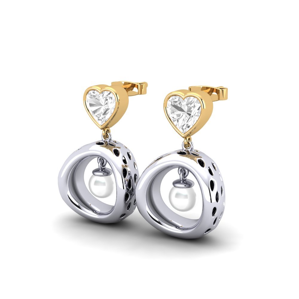 9ct White & Yellow Gold White sapphire Women's Earring Courriera