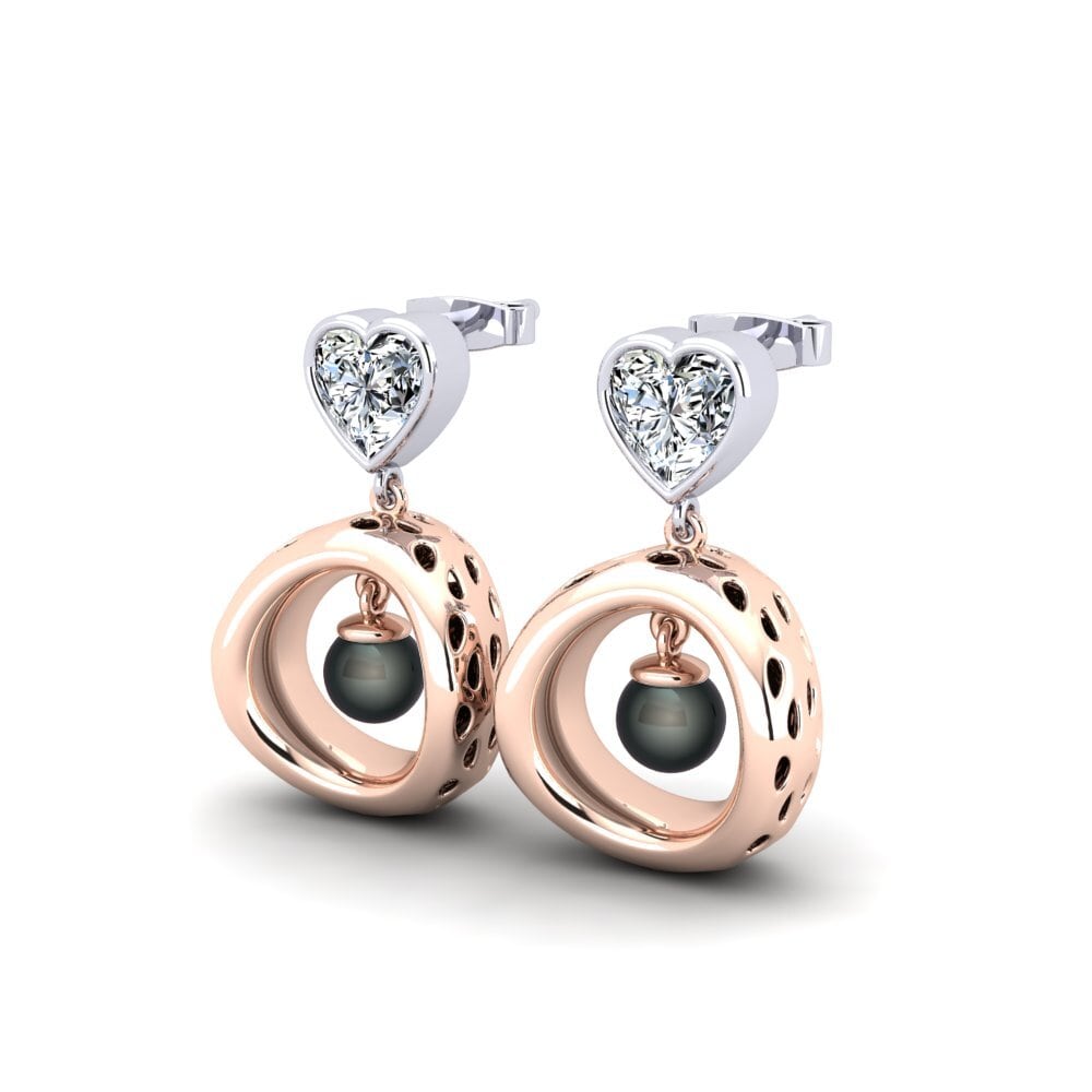 14ct Rose / White Gold Women's Earring Courriera