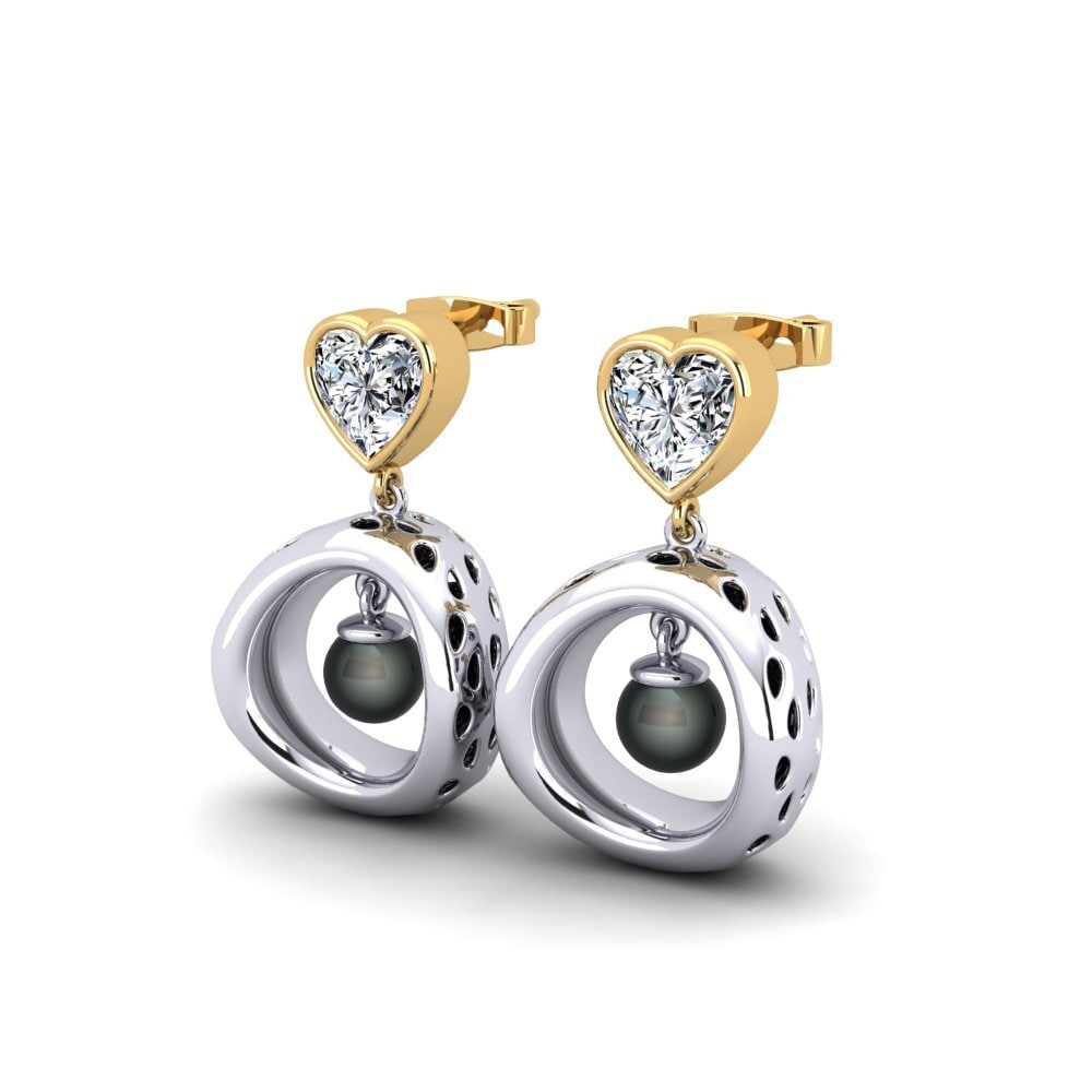14ct White / Yellow Gold Women's Earring Courriera