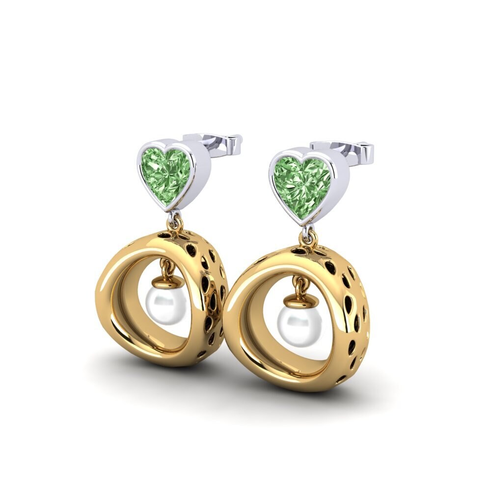 9ct Yellow & White Gold Green Diamond Women's Earring Courriera