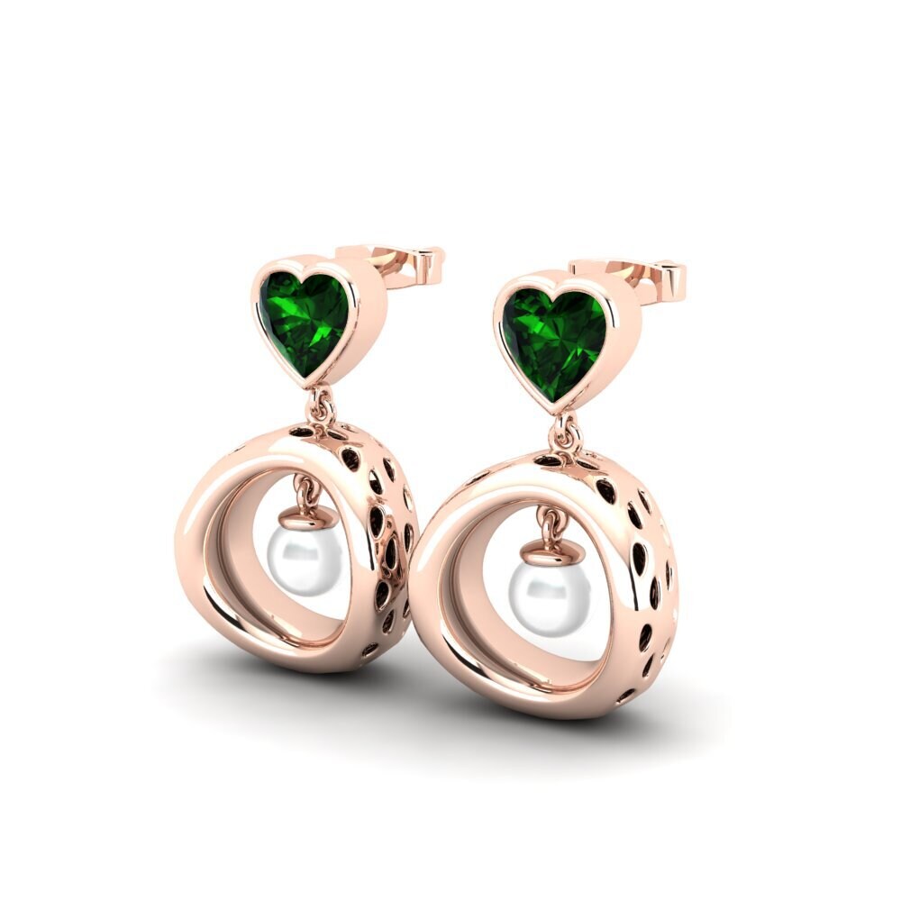 14k Oro Rosa Turmalina verde Pendiente de mujer Courriera