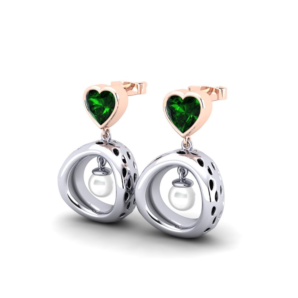 14ct White & Rose Gold Green Tourmaline Women's Earring Courriera