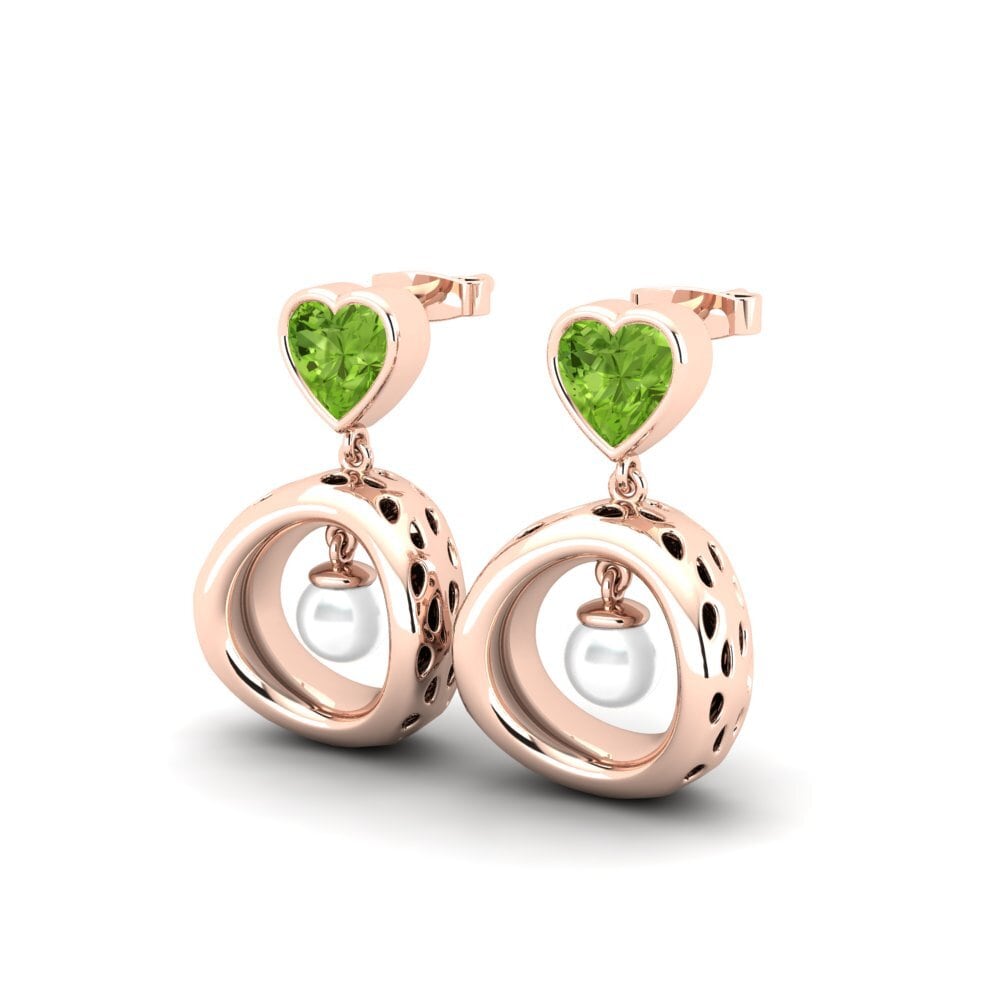 14k Oro Rosa Peridoto Pendiente de mujer Courriera
