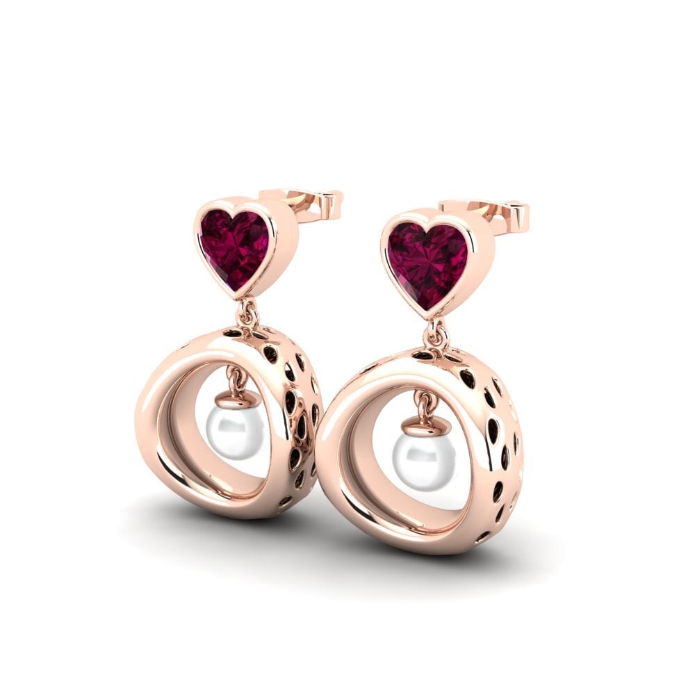 14k Oro Rosa Granate Rhodolite Pendiente de mujer Courriera
