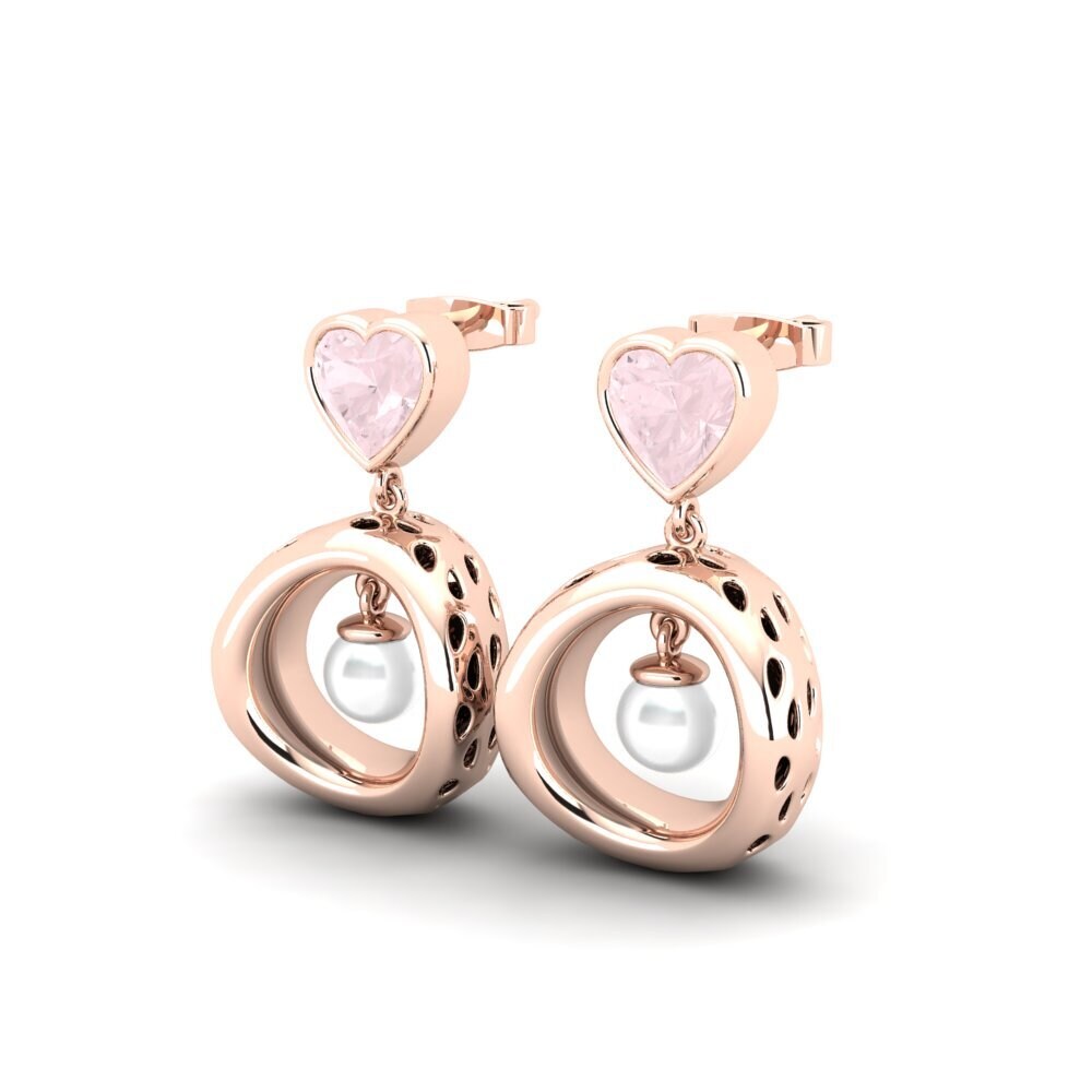 14k Oro Rosa Cuarzo rosa Pendiente de mujer Courriera