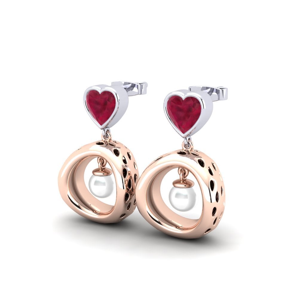 9k Oro Rosa & Blanco Rubí Pendiente de mujer Courriera