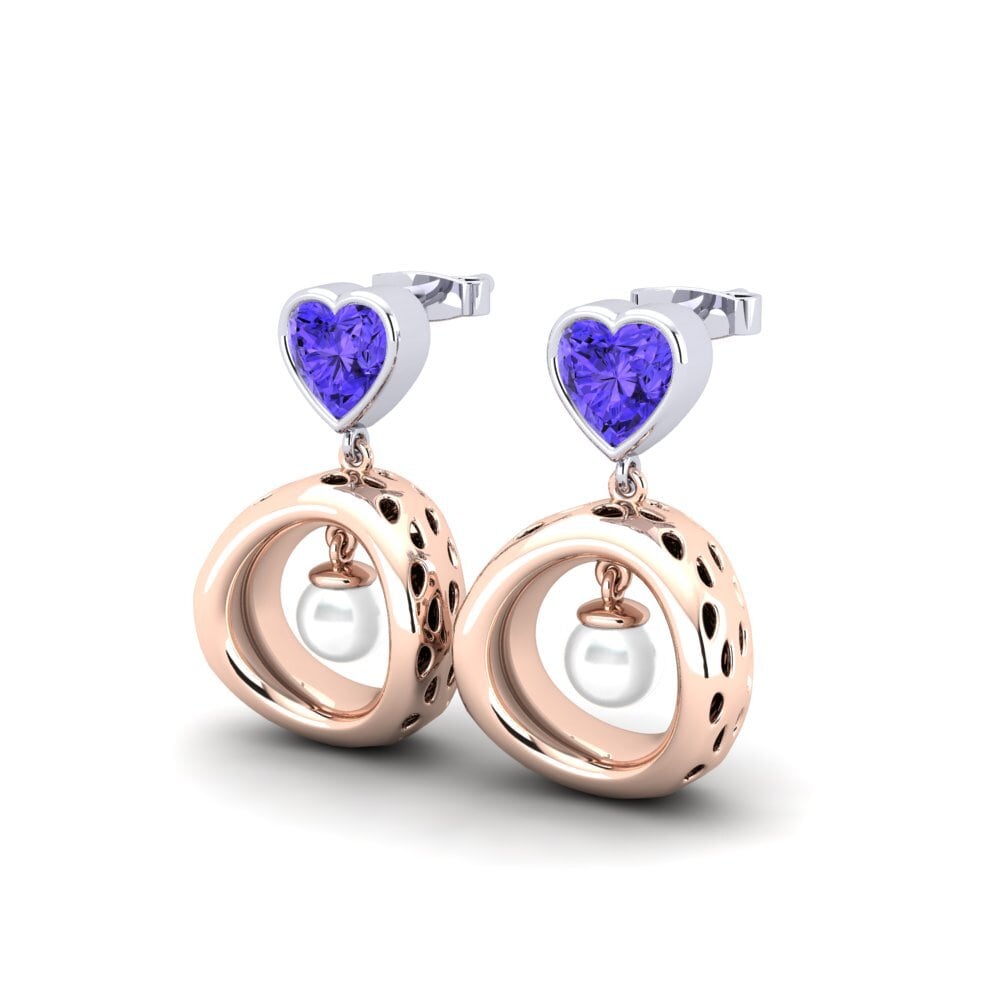 14ct Rose & White Gold Tanzanite Women's Earring Courriera
