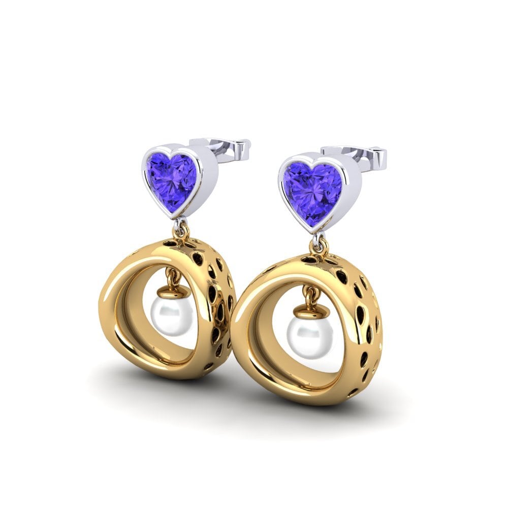 9ct Yellow & White Gold Tanzanite Women's Earring Courriera