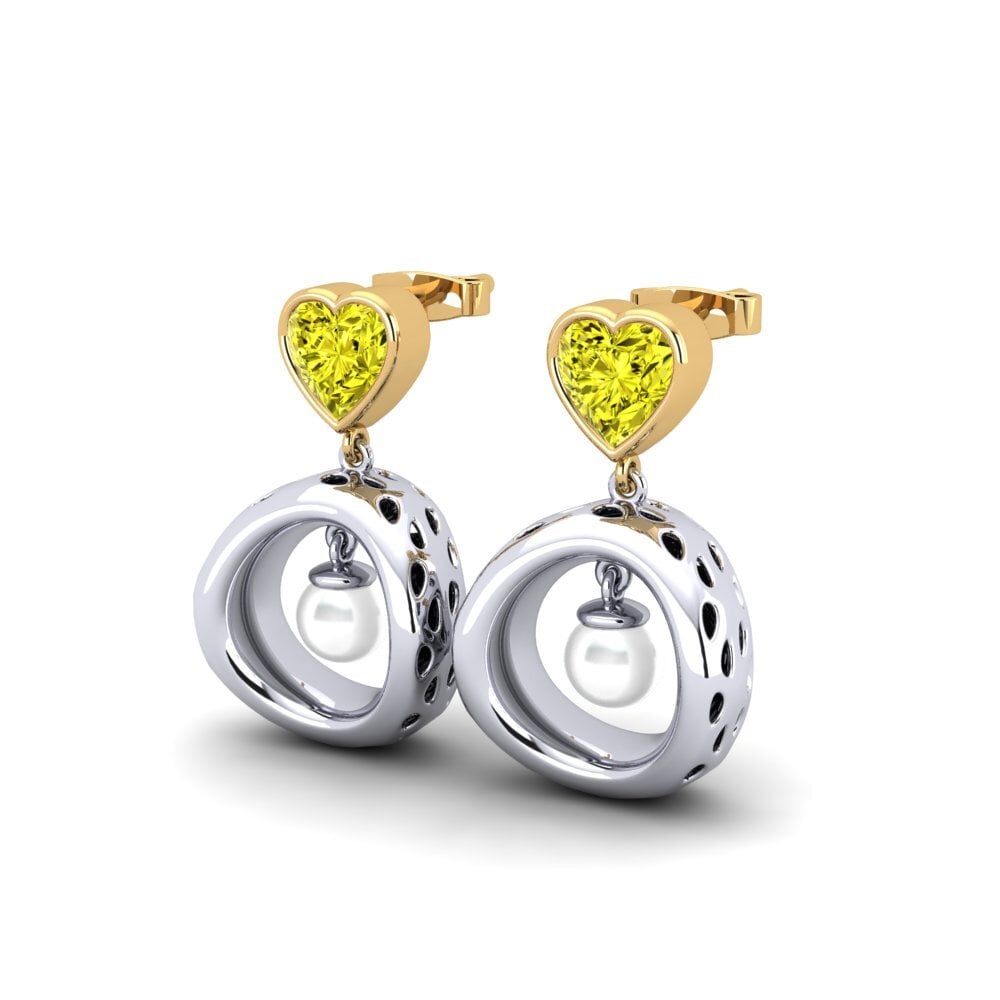 18ct White & Yellow Gold Yellow Diamond Women's Earring Courriera
