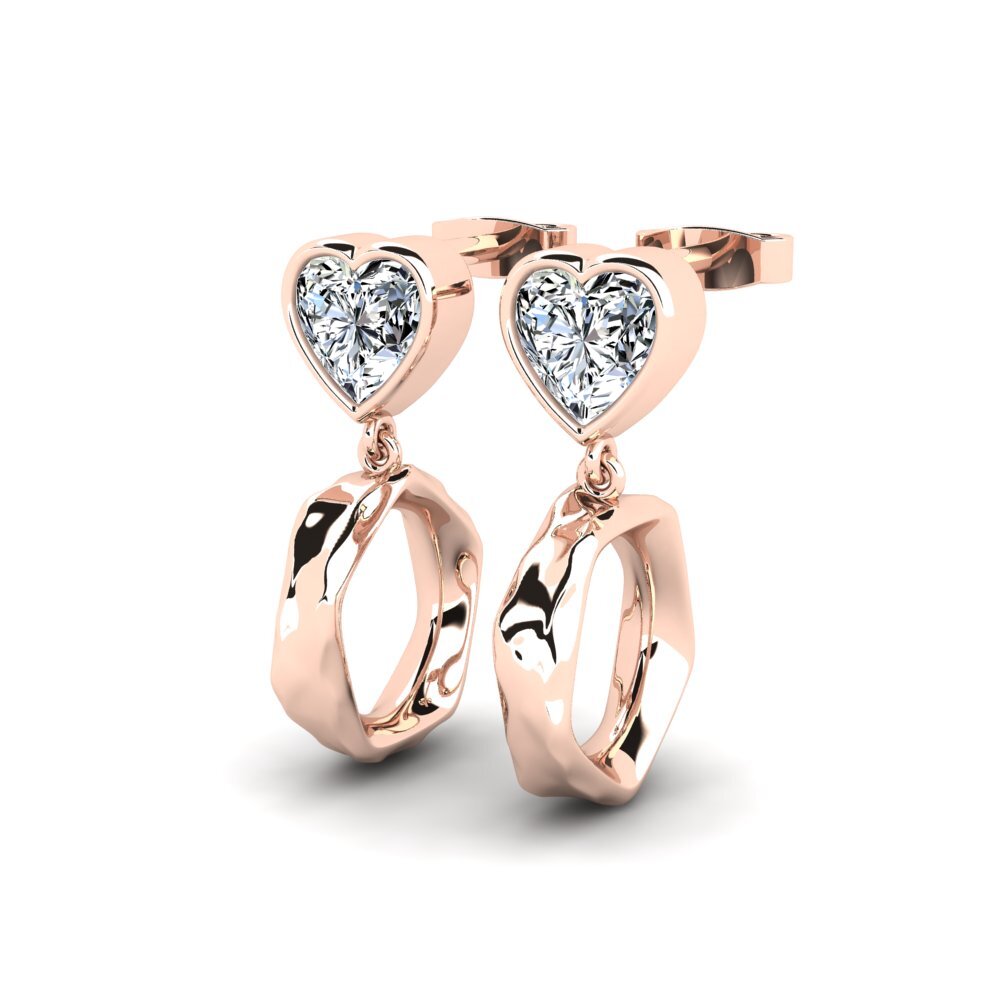 9k Oro Rosa Corazón Pendiente de mujer Coutillo