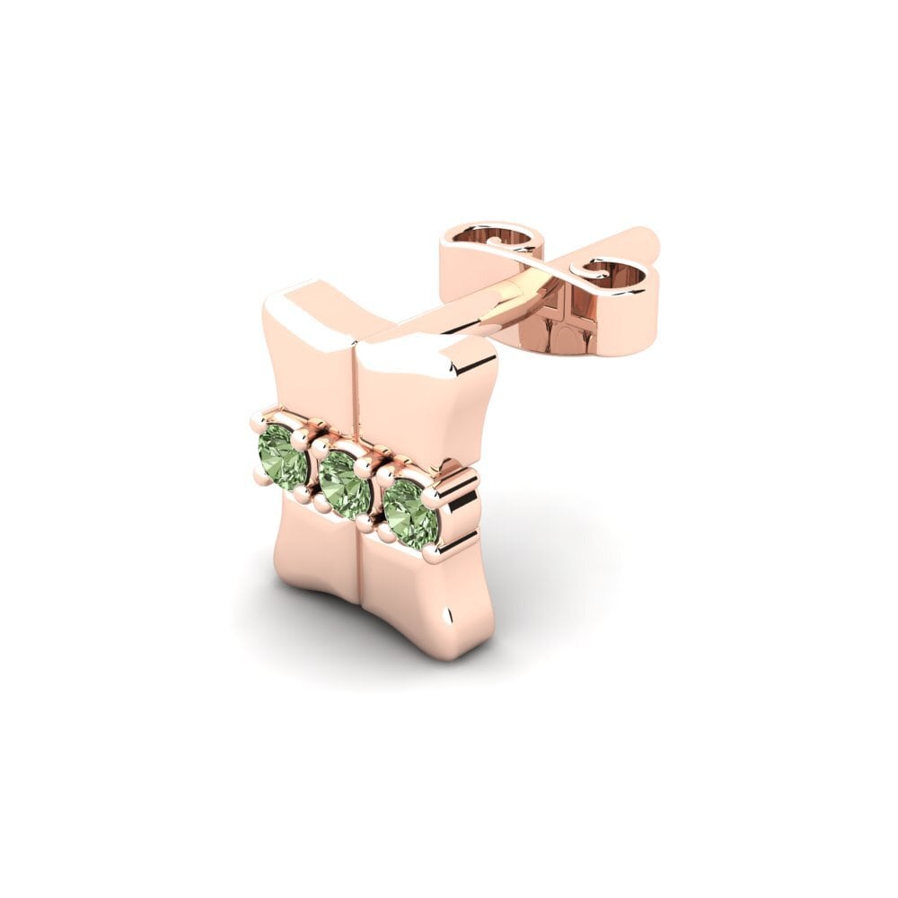 14ct Rose Gold Green Diamond Men's Earring Crawdaunt