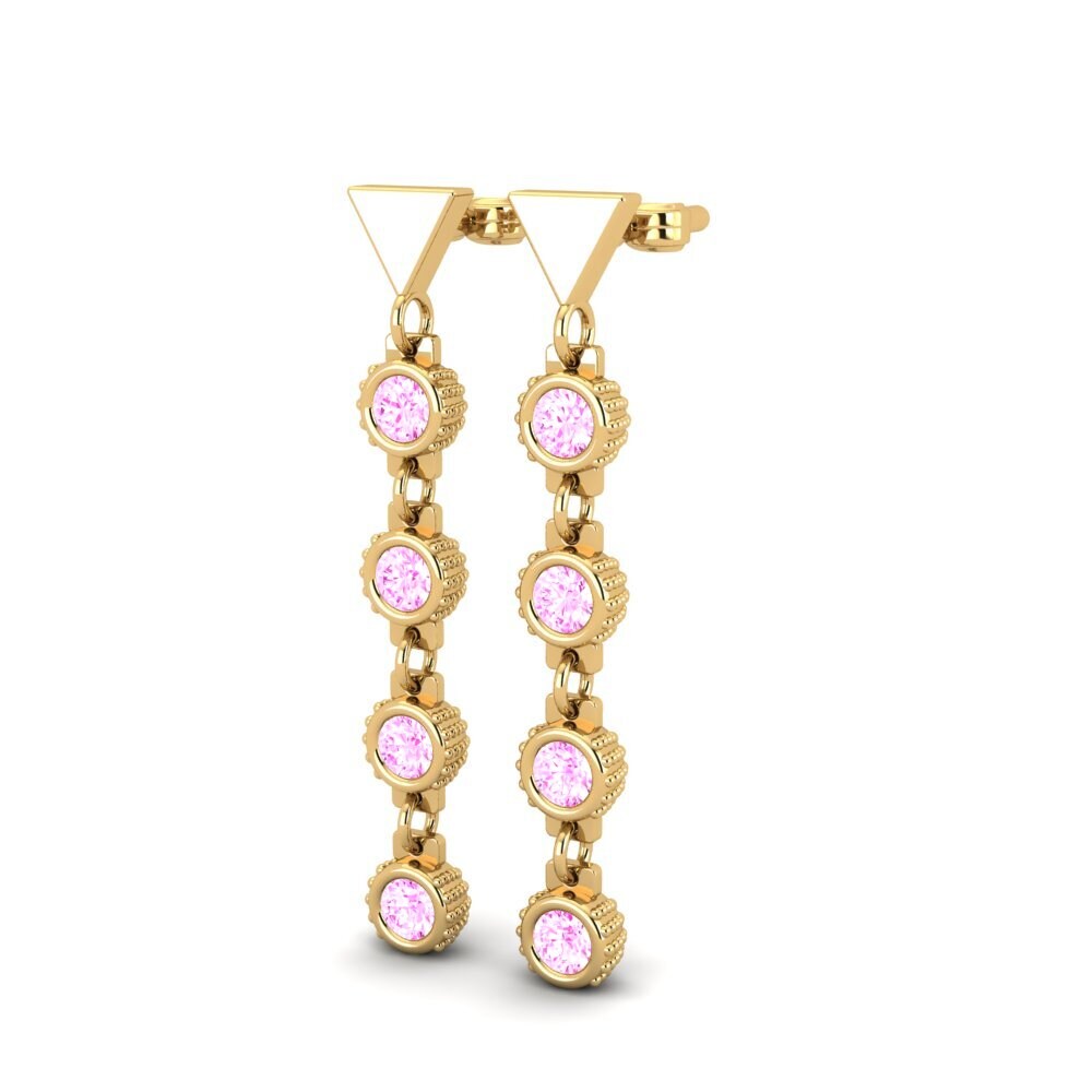 14k Oro Amarillo Zafiro Rosado Pendiente de mujer Creech